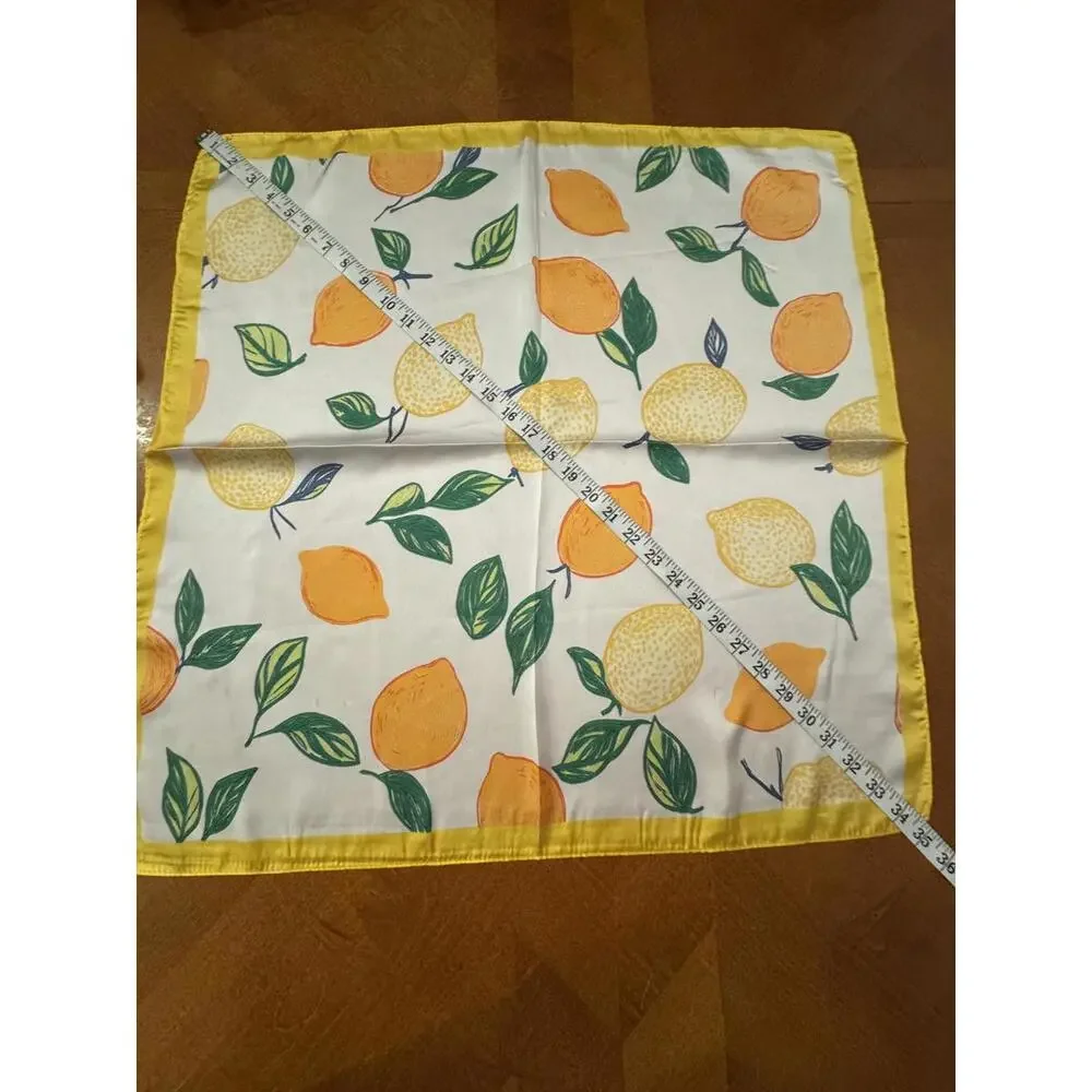 Square Lemon Print Scarf with Yellow Border 216